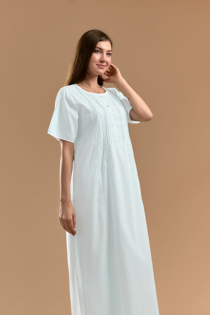Cotton Jalabiya Short Sleeves - White - silk touch