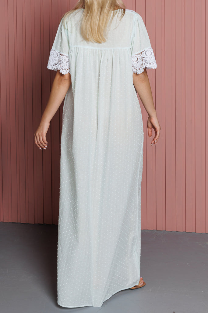 Cotton Jalabiya Short Sleeves with Lace - silk touch