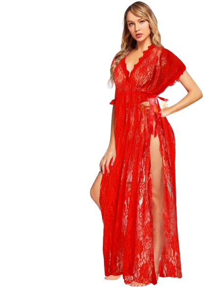 Lace Open gown Lingerie Red - silk touch