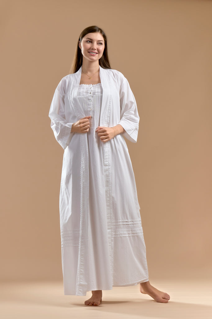 Cotton Jalabiya Set With Long Sleeves For Maternity - White - silk touch