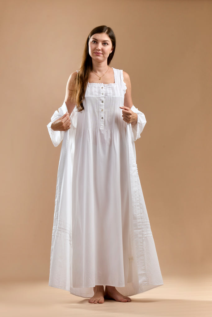 Cotton Jalabiya Set With Long Sleeves For Maternity - White - silk touch