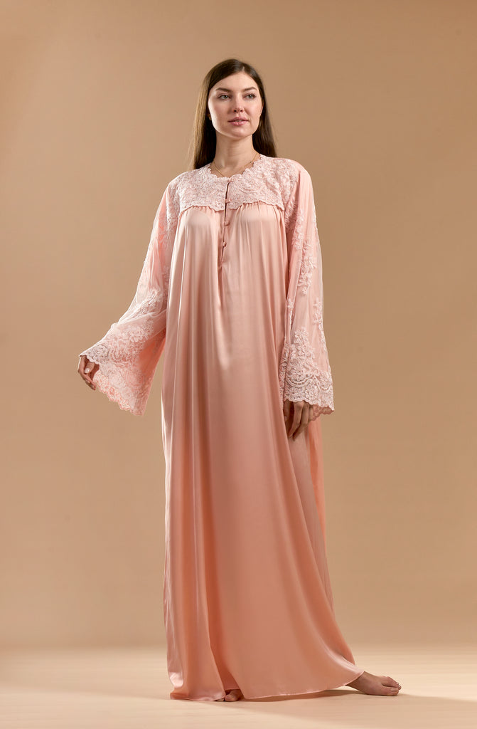 Silk Galabiya - Peach - silk touch