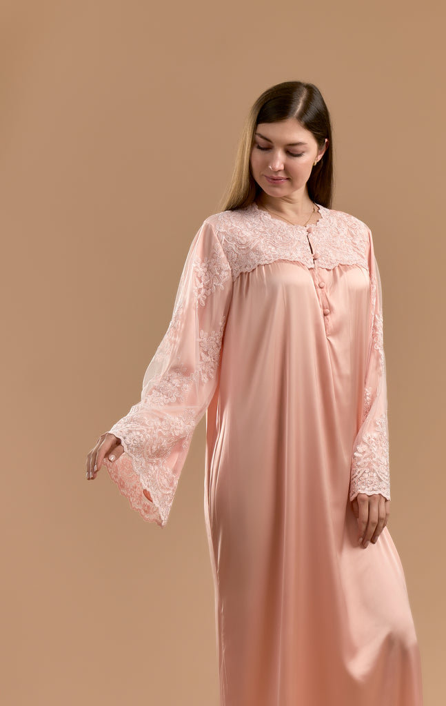 Silk Galabiya - Peach - silk touch