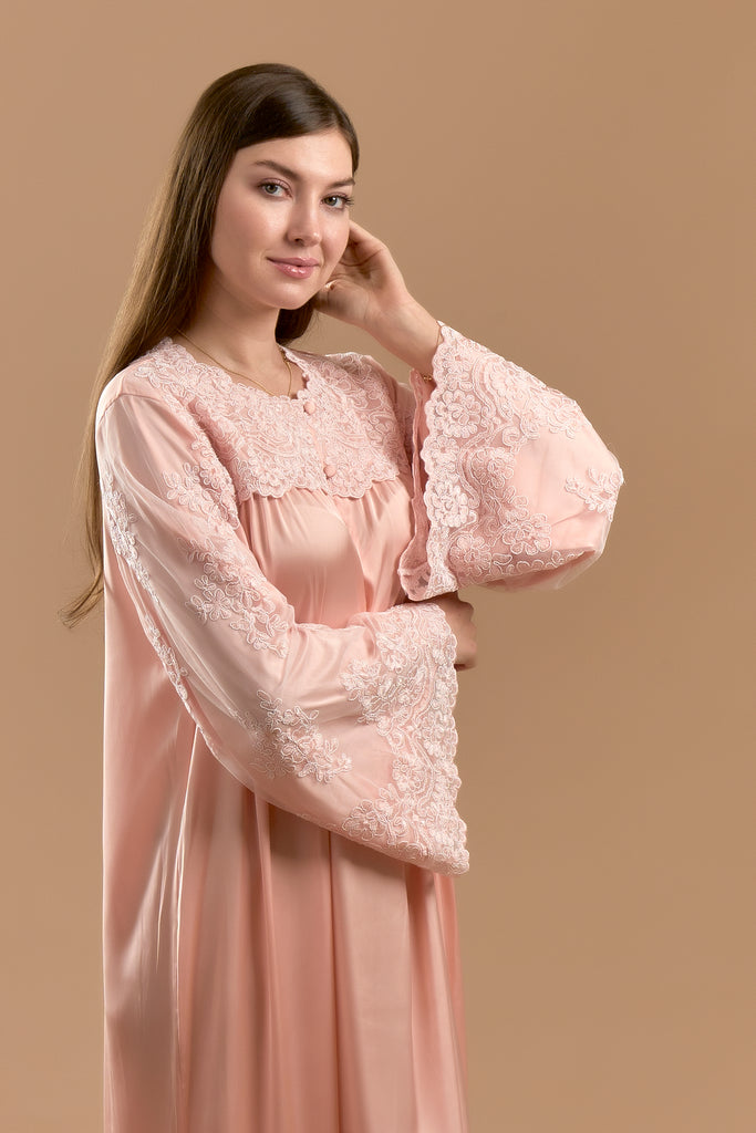 Silk Galabiya - Peach - silk touch